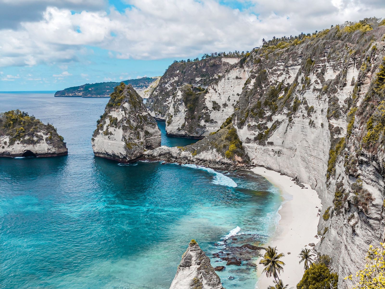 Diamond Beach and its sea stacks from the cliff top